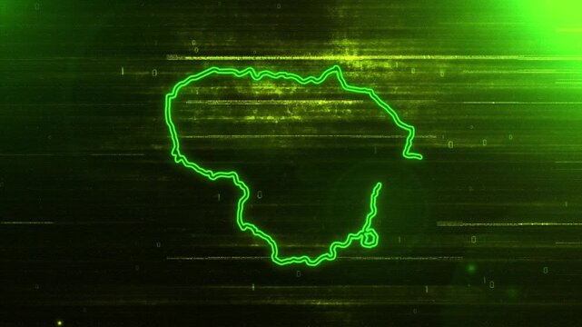 4K Resolution, Lithuania Country Digital Futuristic Glitch Map, Futuristic AI Lithuania Map Opener Suitable for Politics, Elections, News and Sports Events