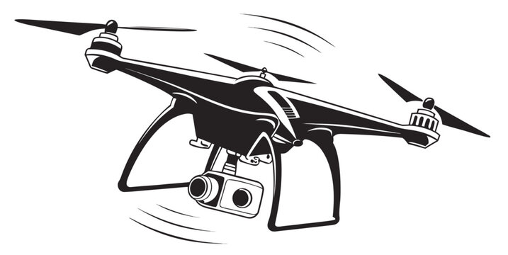 Modern quadcopter drone with camera flying graphic quadcopter technology videography photography equipment propeller electronic innovation surveillance mechanical operator multirotor