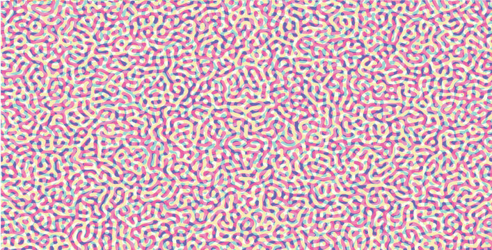 Turing pattern in risograph style, riso texture background, stamp print look. with grainy print	