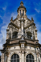 Obraz premium Tower above the central staircase of castle Chambord. Valley of river Loire, France. Years of construction 1520 - 1547