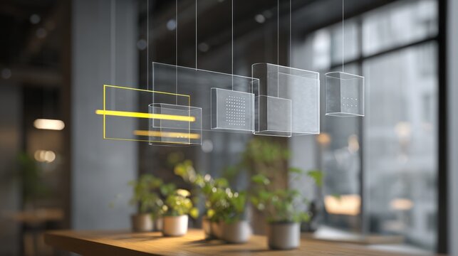 Modern light fixture with plants