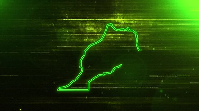 4K Resolution, Morocco Country Digital Futuristic Glitch Map, Futuristic AI Morocco Map Opener Suitable for Politics, Elections, News and Sports Events