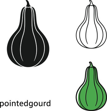 Pointed gourd vegetable icon set isolated on transparent background vector design.