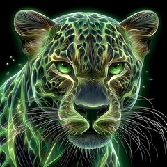 Naklejka premium Intricate green and white zebra stripe pattern with glowing highlights