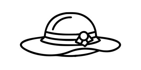Fototapeta premium Elegant summer sun hat line art illustration, vector