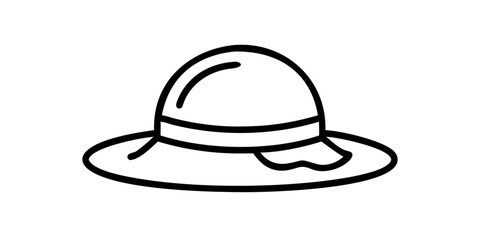 Fototapeta premium Minimalist wide brim sun hat line art, vector