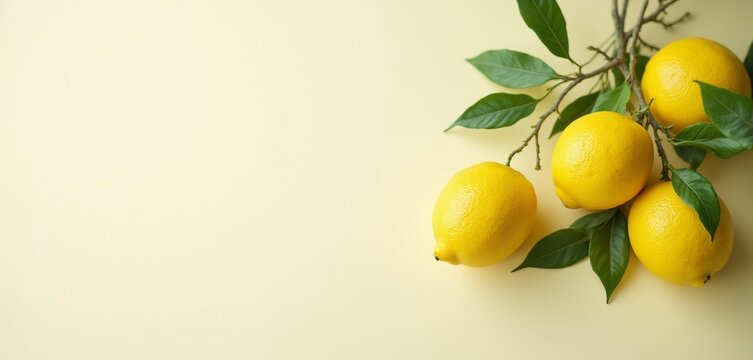 Rama con Limones, fondo pantalla, especial para cabeceras web. Fruta.