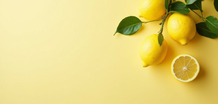 Rama con Limones, fondo pantalla, especial para cabeceras web. Fruta.