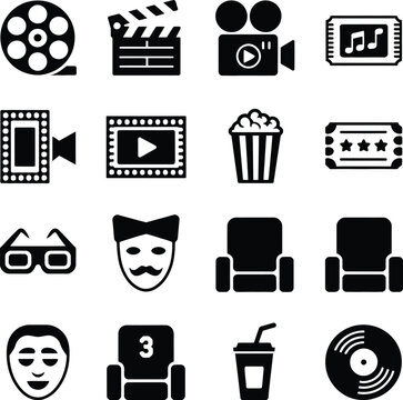 Cinema Icon Collection Movie Icon Set Vector Illustration