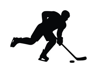 Fototapeta premium Hockey Player Silhouette Vector. Ice Hockey Athlete Action Pose Black Illustration