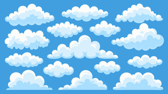 cartoon clouds on blue sky background high quality professional detailed modern