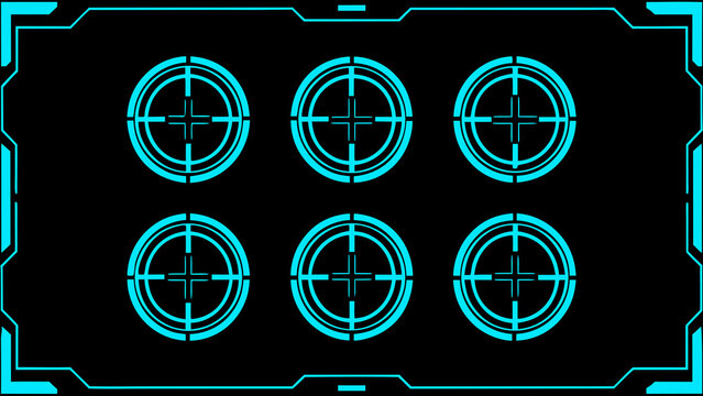 crosshair icons in futuristic blue design on black background high quality