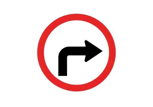 Right turn mandatory road sign with arrow