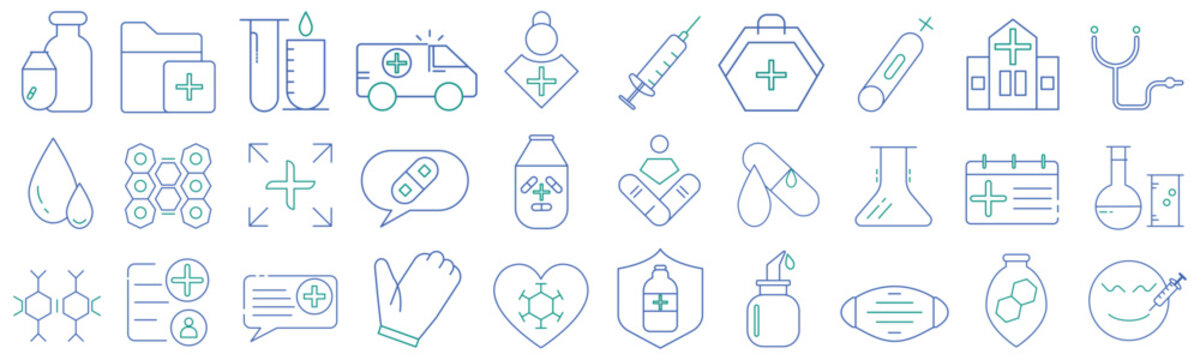 Medical Icon Set - Healthcare Science and Medical Line Vectors Pack