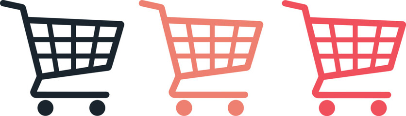 Cartoon shopping cart icons in colorful variations representing e‑commerce retail and online store symbol vector illustration © Mossadessur Rahman