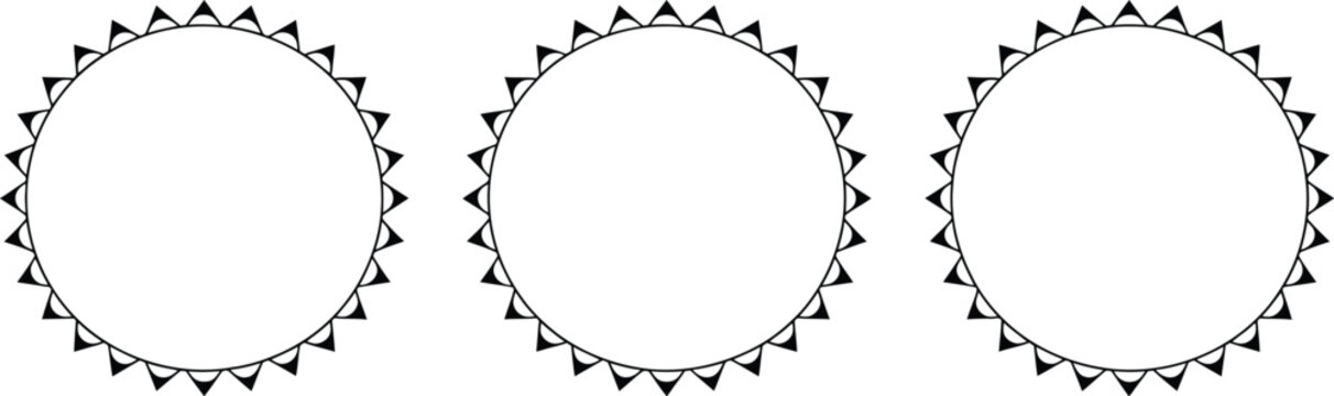 Ethnic culture vector frame set, includes Mexican circle pattern, African ornament border, Islamic triangular round frame, and Aztec motifs for decorative design, cultural art, and background template