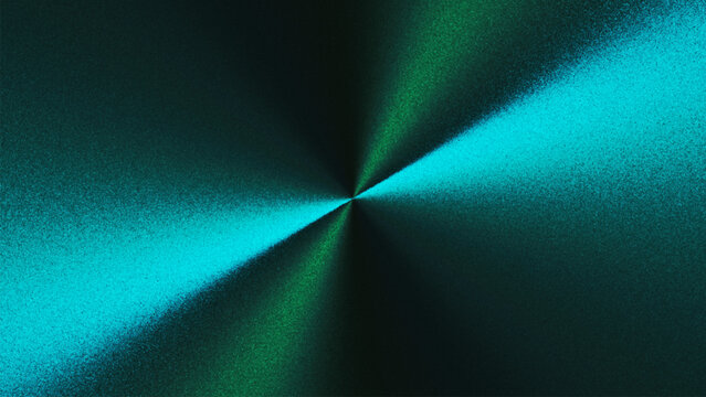 Futuristic teal light rays emerging from dark core created from thousands of individual dots. Glowing gradient blends with cosmic depth with smooth noise texture for modern digital art visual. Vector