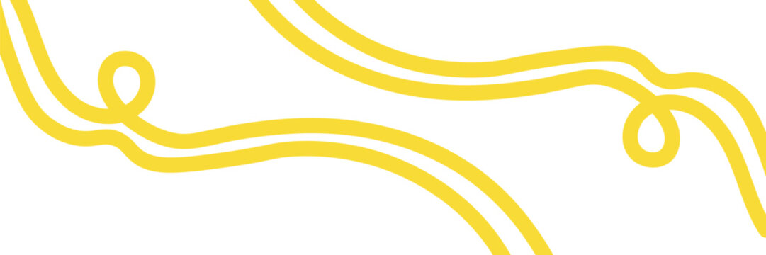 Abstract noodle pattern. Graphic spaghetti background with yellow ramen noodles. Isolated vector illustrations on white background.