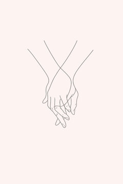 Manos entrelazadas en arte minimalista