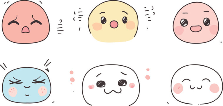 Funny cartoon Easter egg set with smiling faces vector illustration for kids icons design