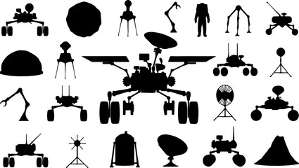 Space Rover Robot Probe Silhouette Vector Set NASA Mars Exploration Science Technology © MinhajulIslam
