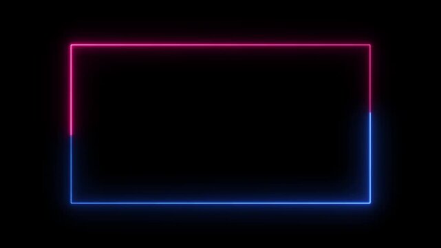 4K Neon Glowing Rectangle Frame with Blue and Pink Light Loop