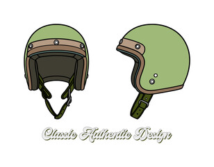 vector drawing of retro scooter or motorcycle helmet (artwork 3) © Yanti83
