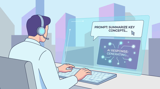 AI summarizes key concepts by responding to prompts on a computer screen