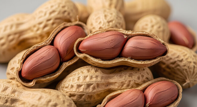 Close up of raw peanuts in shells a nutritious and popular snack