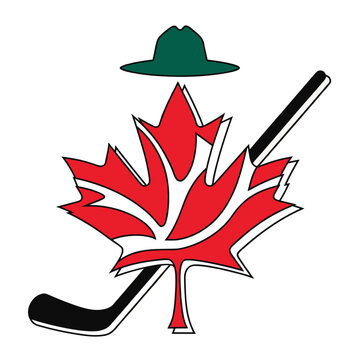 Canada Day Maple Leaf Mountie Hat Hockey Stick National Icon Vector
