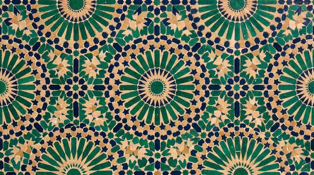 Traditional Moroccan Zellige Mosaic Ceramic Tile Pattern