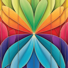 Fototapeta premium Vibrant flower, colorful petals, rainbow illustration, abstract design