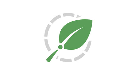 Obraz premium Green Leaf Icon with Circular Progress Bar, Eco-friendly Technology Concept