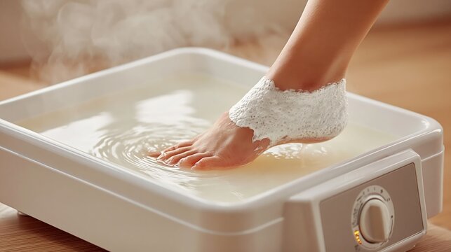 A foot paraffin wax spa soak treatment.