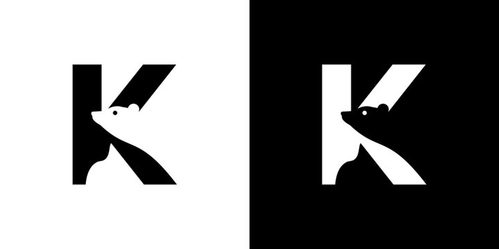 logo combination of letter K with bear silhouette