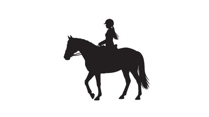 Fototapeta premium Horse silhouette rider on horseback with clean vector style for western themed posters and logos featuring cowboy, equestrian, icon with logo and
