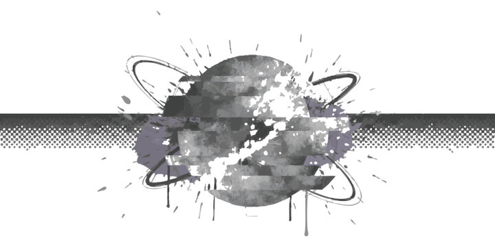 Abstract comic book explosion with ink splatter and graphic motion lines in a retro halftone style design