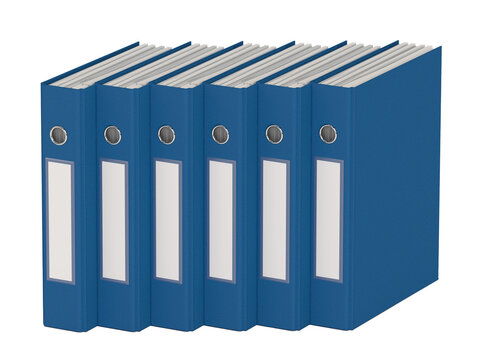 Blue file folders isolated on transparent  background. 3D illustration