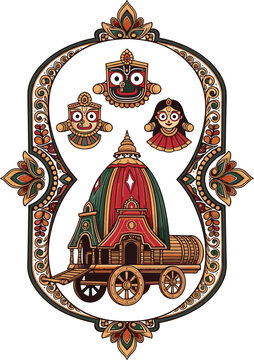 Traditional Indian Pattachitra Artwork of Lord Jagannath Chariot Festival