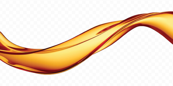 abstract 3d smooth liquid cooking, engine, olive oil and honey splashing with droplets in curve style isolated on transparent background
