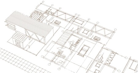 Fototapeta premium house sketch concept 3d illustration