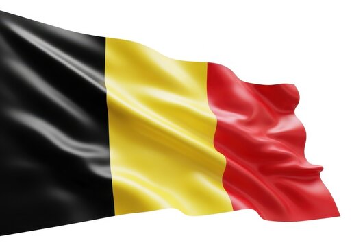 Belgium flag waving in the wind, realistic 3d render of the belgian national flag
