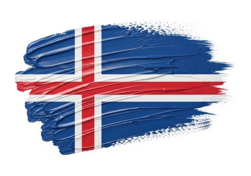 Flag of iceland painted with brush strokes