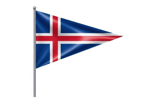 Triangular flag of iceland on a flagpole