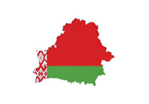 Flag of belarus in the shape of a map isolated on white background