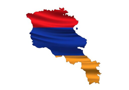 Map of armenia shaped as the national flag isolated on white background