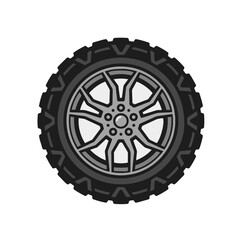 Obraz premium Car Tire Wheel Flat Vector Illustration, Automotive Wheel Symbol Minimal Clean Design