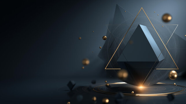 Geometric shapes and sacred geometry patterns on a dark background for a mystical and decorative design concept. Dark background geometry, sacred shapes, mystical design,