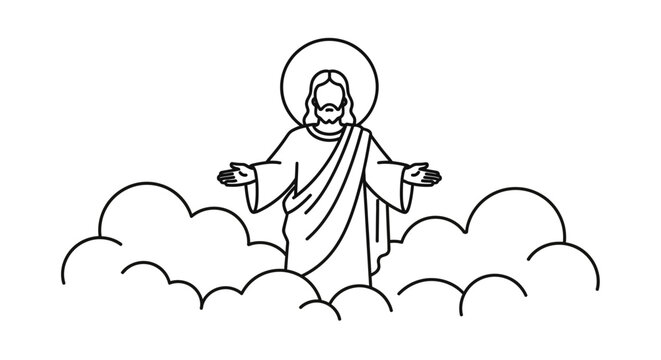 Jesus Christ in the clouds heaven.