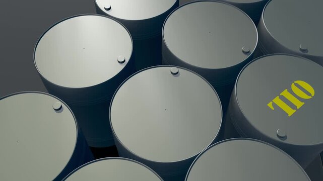 Petroleum Oil Containers Arranged in a Row